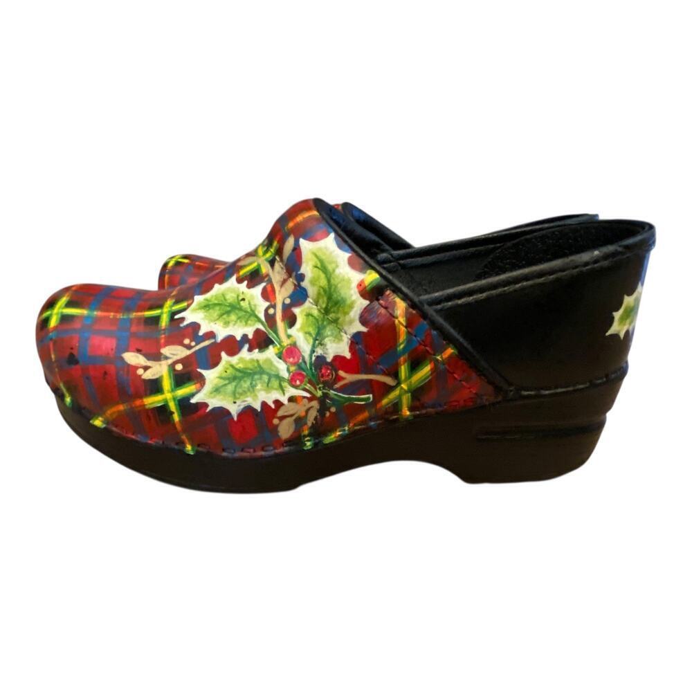 RARE 7/50 Carol Weber Hand-Painted Dansko Professional Holly Plaid Clogs EU 35 - Picture 8 of 16